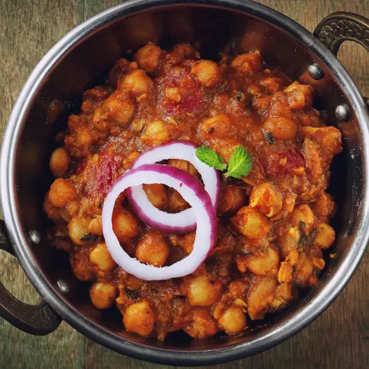 Vegetarian chana masala chickpea curry at Kerala Restaurant Edmonton